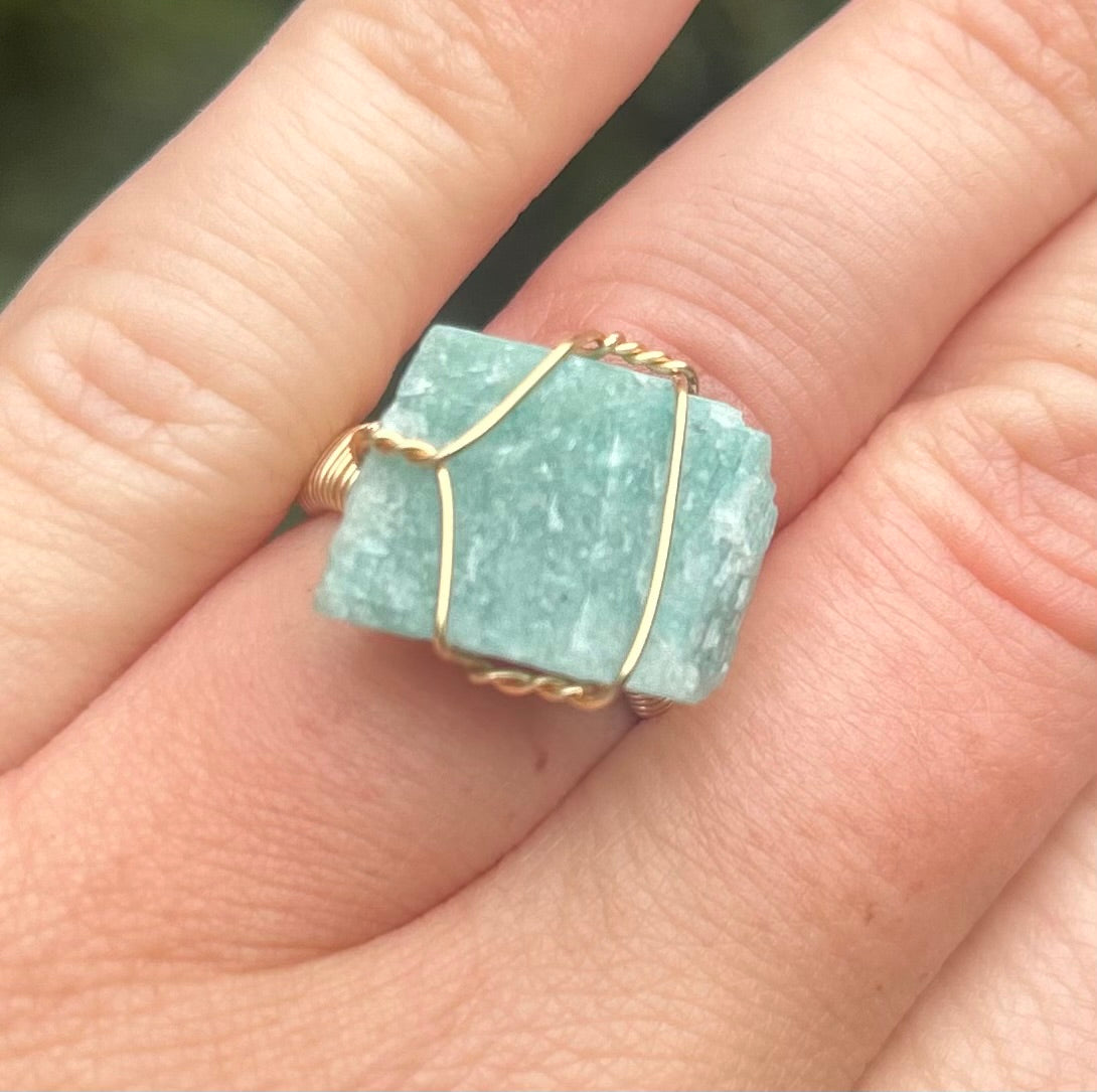 Amazonite Crystal Cocktail Ring