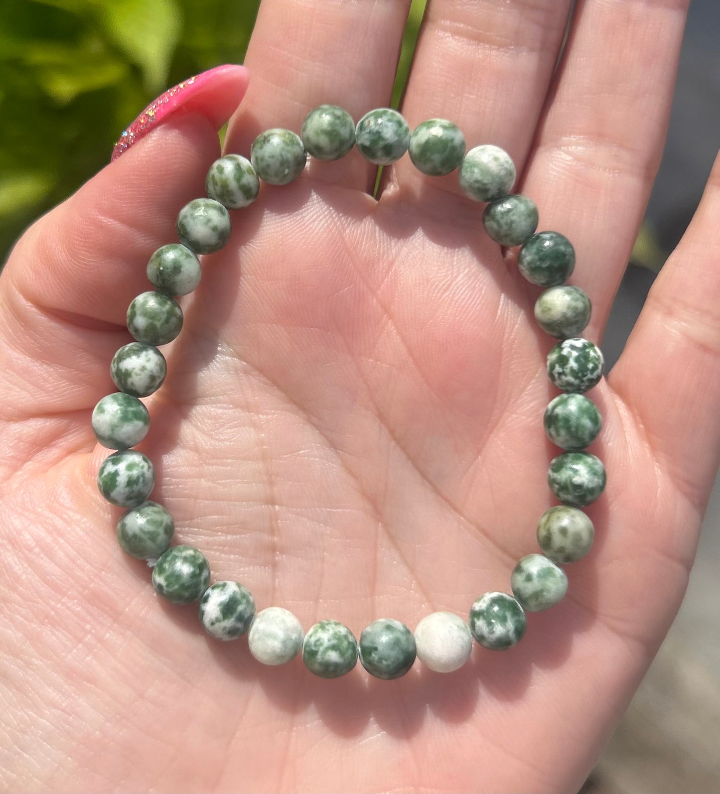 Tree Agate Crystal Beaded Bracelet
