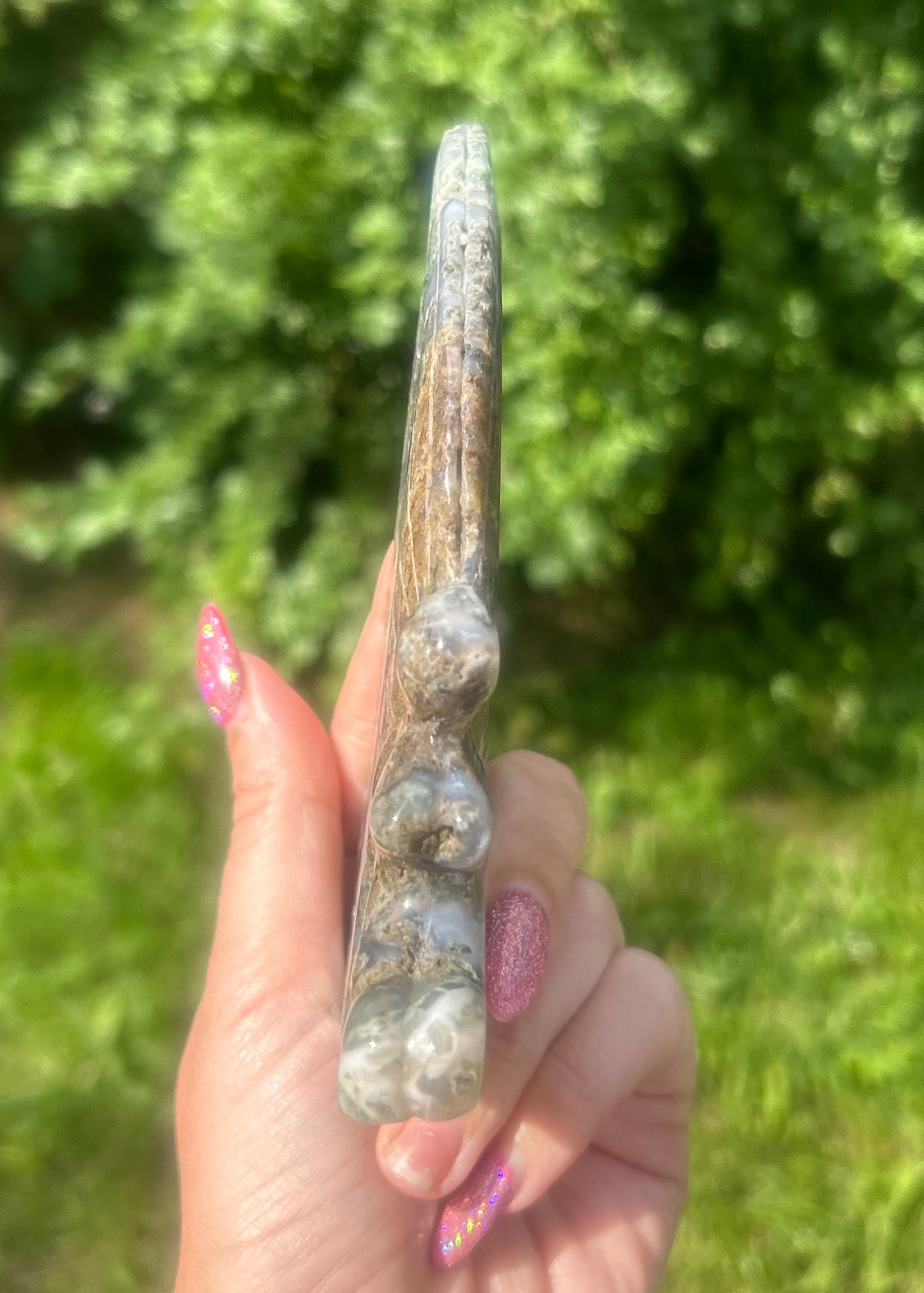 Moss Agate Crystal Fairy Carving