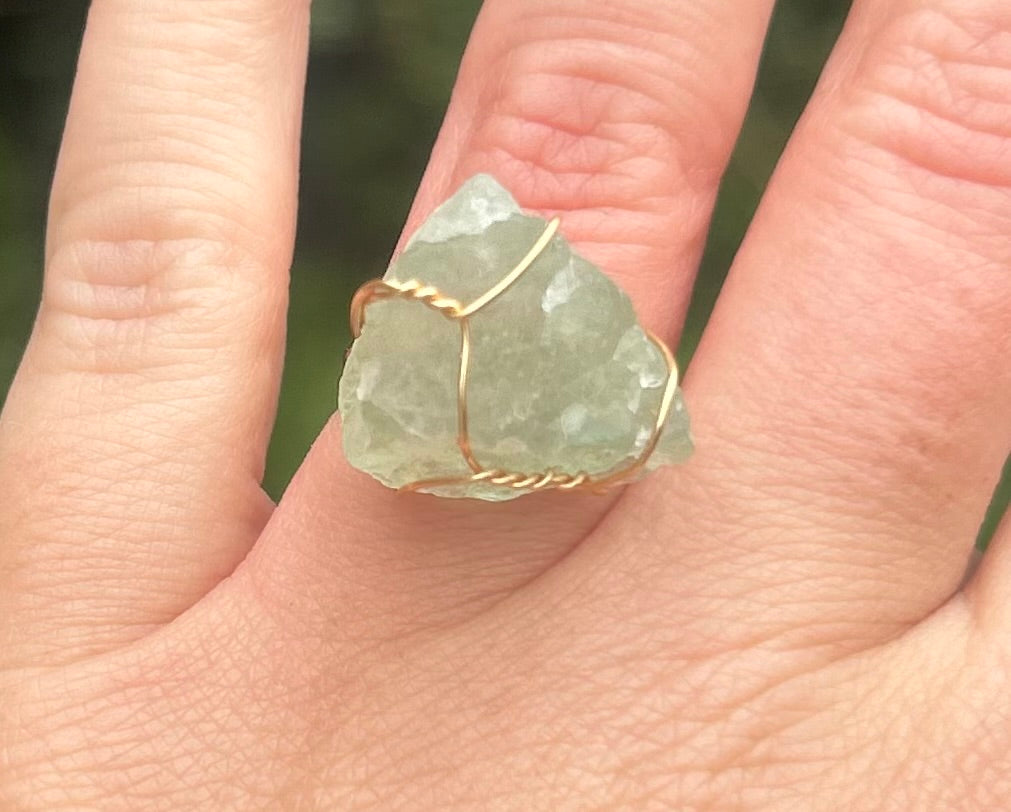 Green Fluorite Crystal Cocktail Ring