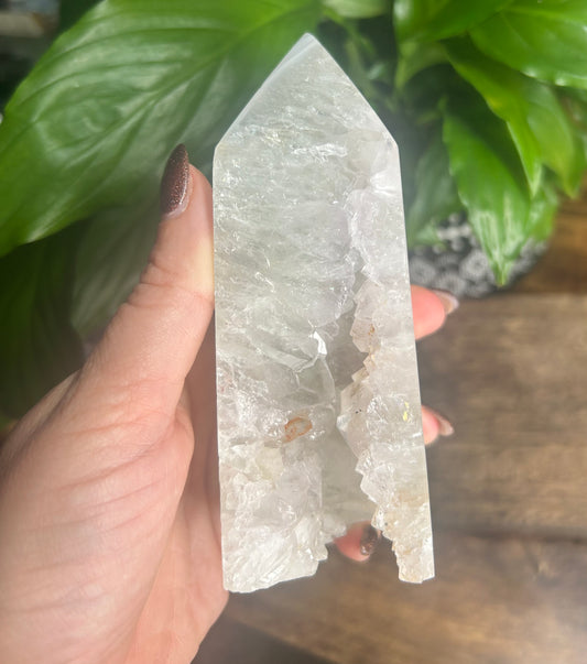 Agate Quartz Tower With Hints of Green, Lilac & Orange