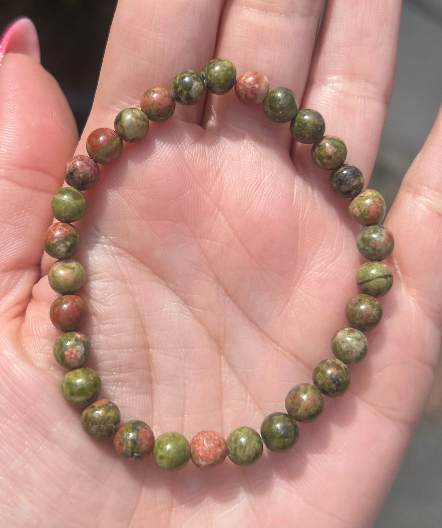 Unakite Crystal Beaded Bracelet