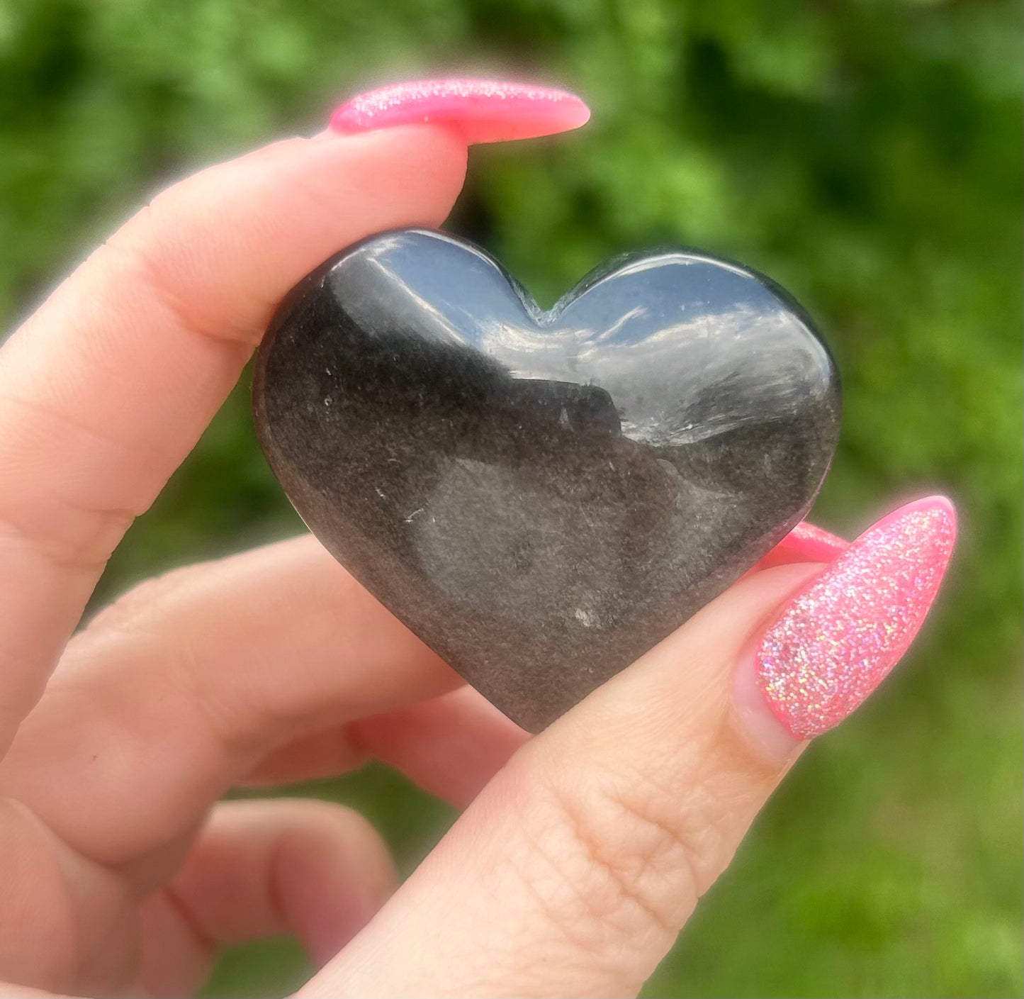 Silver Obsidian Heart