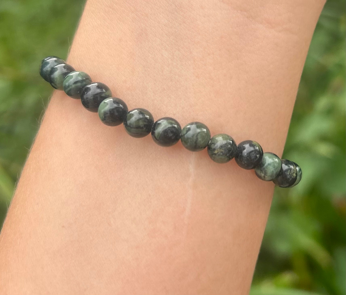 Kambaba Jasper Beaded Crystal Bracelet