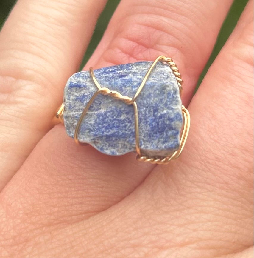Lapis Lazuli Crystal Cocktail Ring