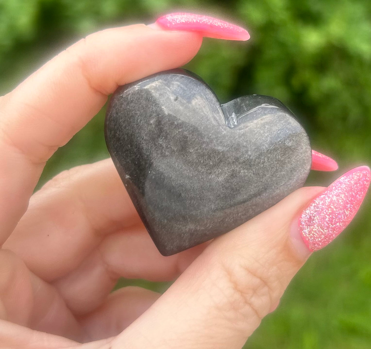 Silver Obsidian Heart
