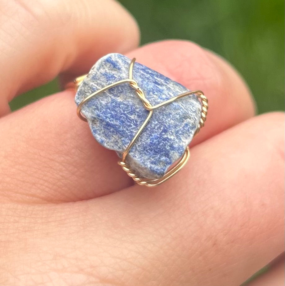 Lapis Lazuli Crystal Cocktail Ring