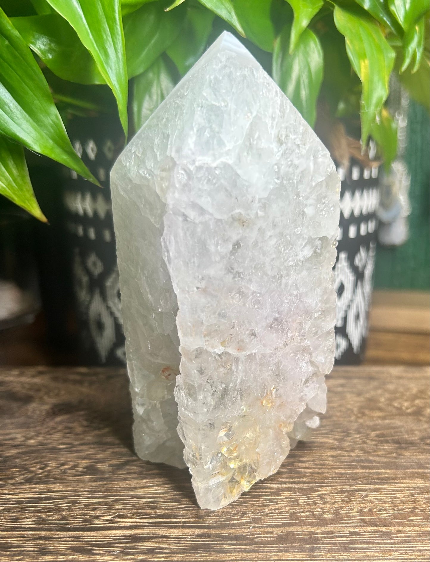 Agate Quartz Tower With Hints of Green, Lilac & Orange