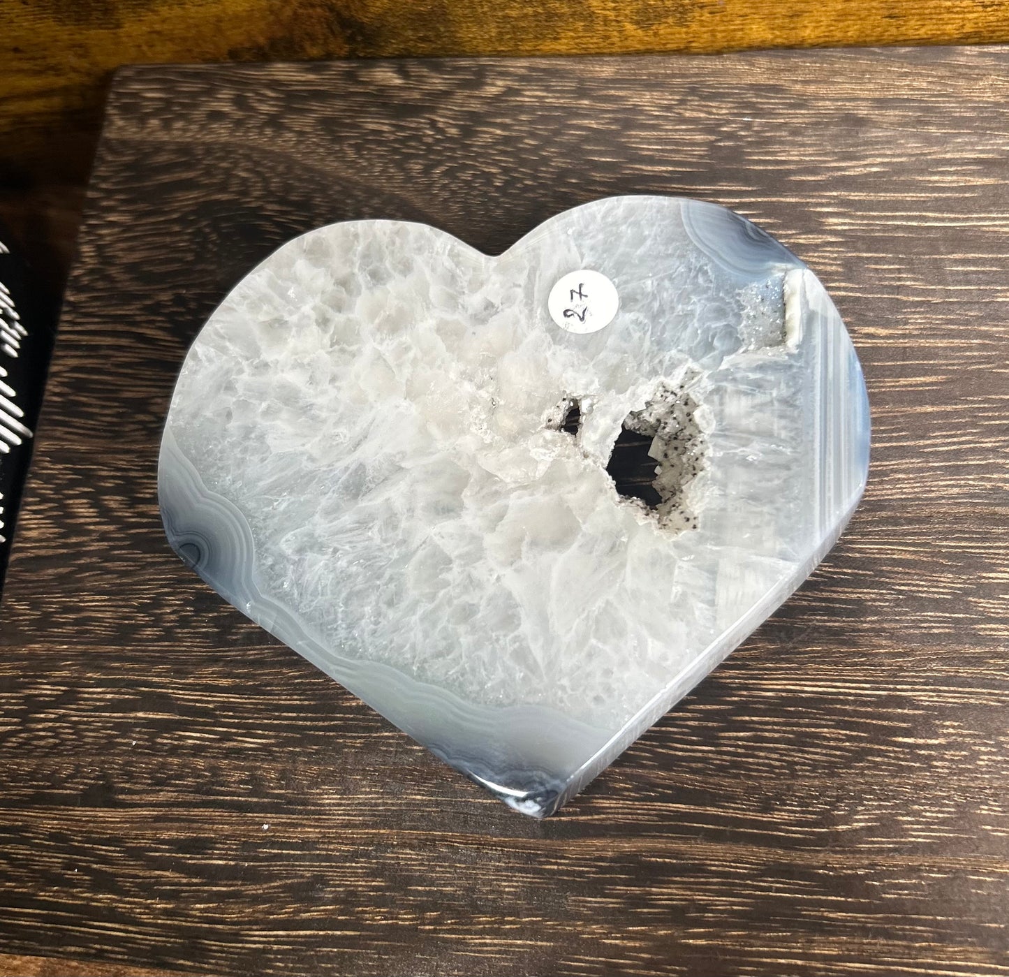Grey Agate Druzy Statement Heart