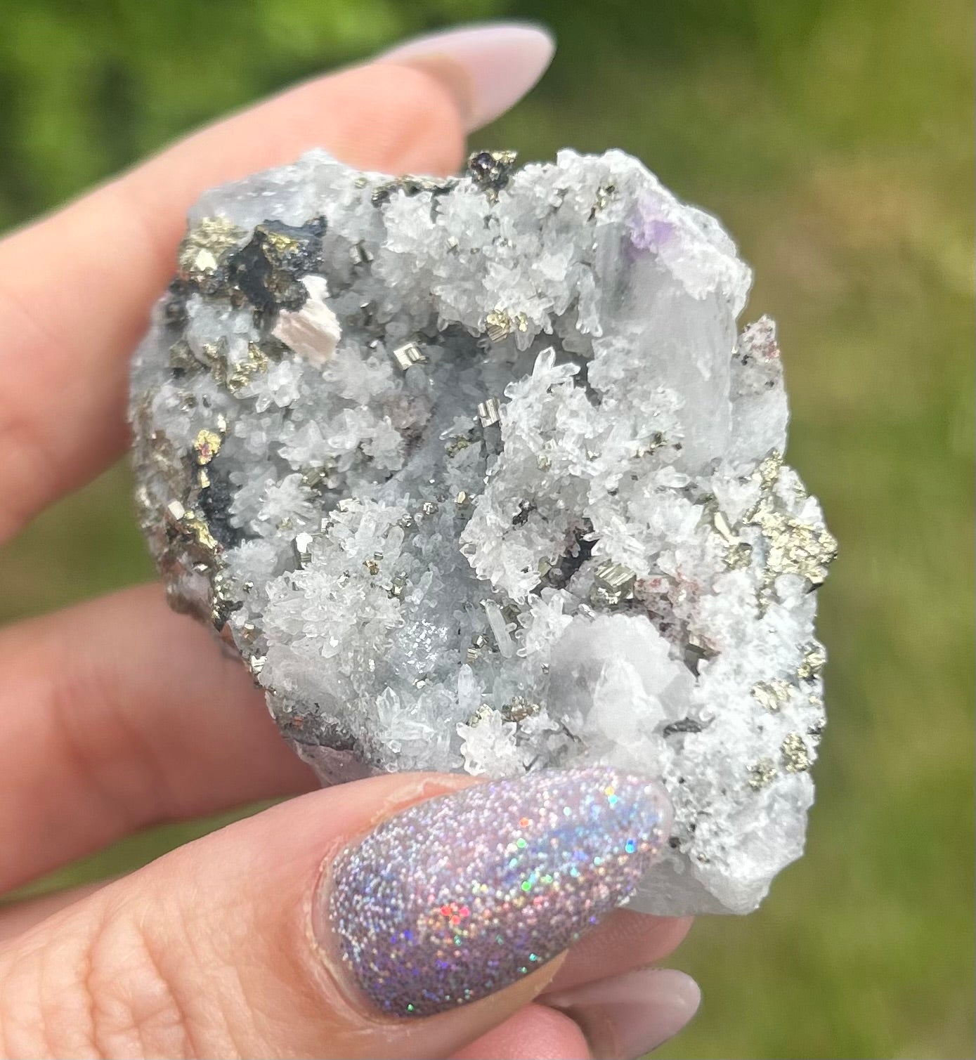 Quartz, Red Quartz, Pyrite, Galena and A Touch of Purple Fluorite