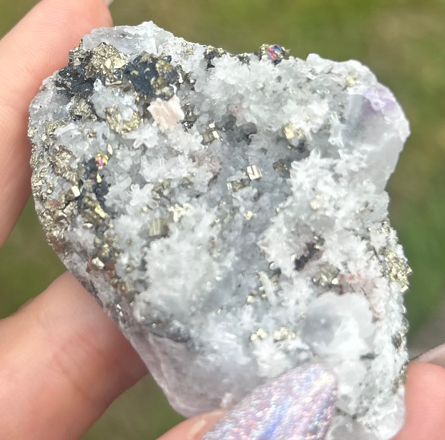 Quartz, Red Quartz, Pyrite, Galena and A Touch of Purple Fluorite