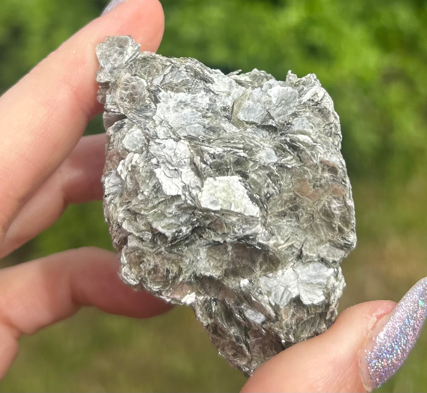 Green Shiny Mica Raw Piece