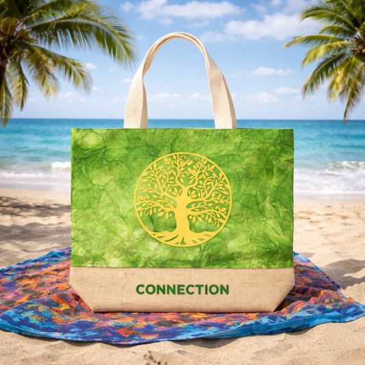 All Natural Bag - Green Stonewash - Tree of Life - Connection