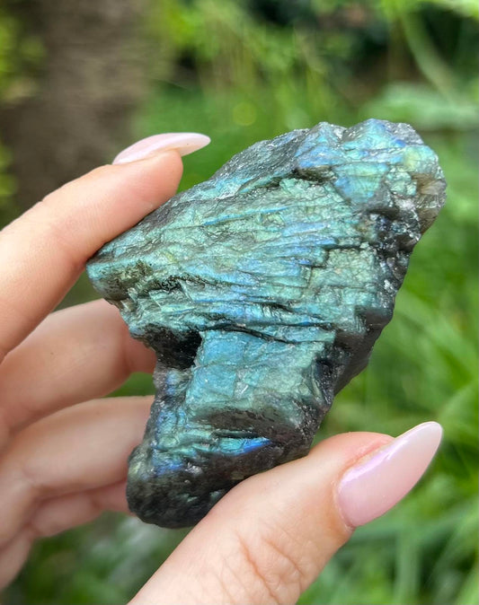 Labradorite Flashy Blue Green Raw Crystal Stone