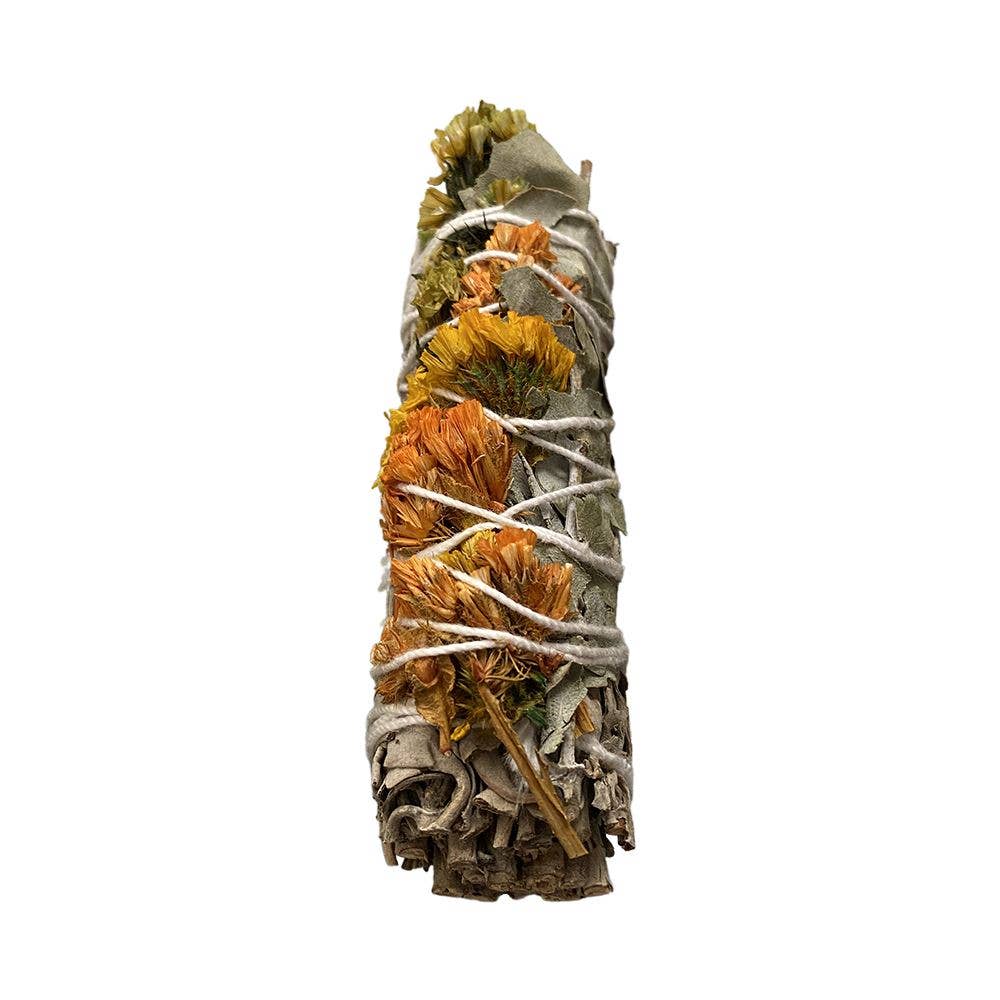 Orange and Green Sinuata and Eucalyptus & White Sage Smudge Stick