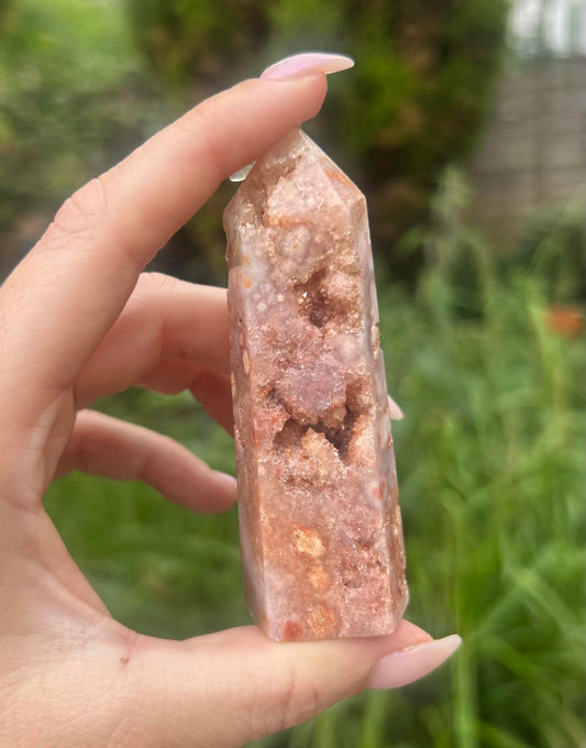 Pink Flower Amethyst Druzy Crystal Tower