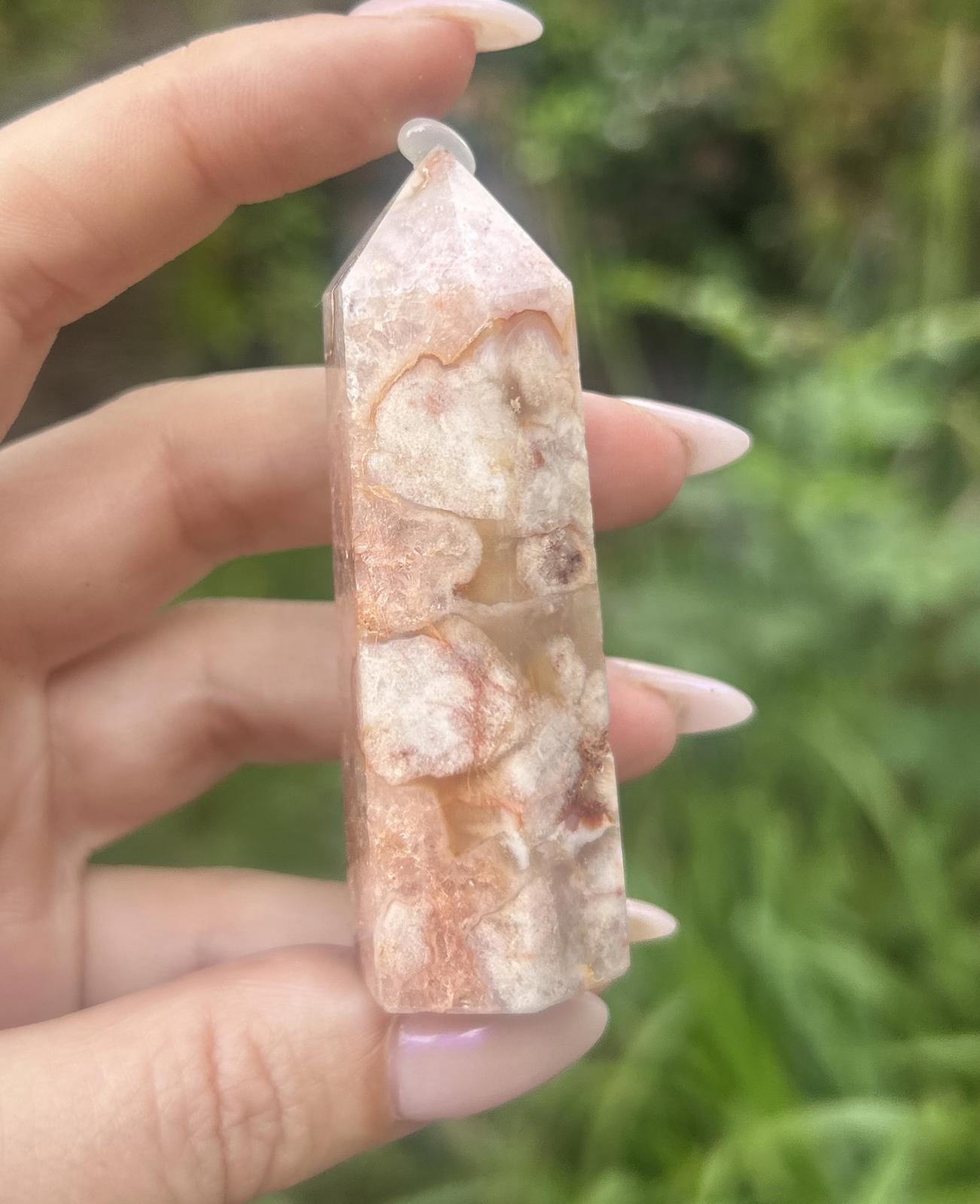 Pink Flower Druzy Amethyst Crystal Tower
