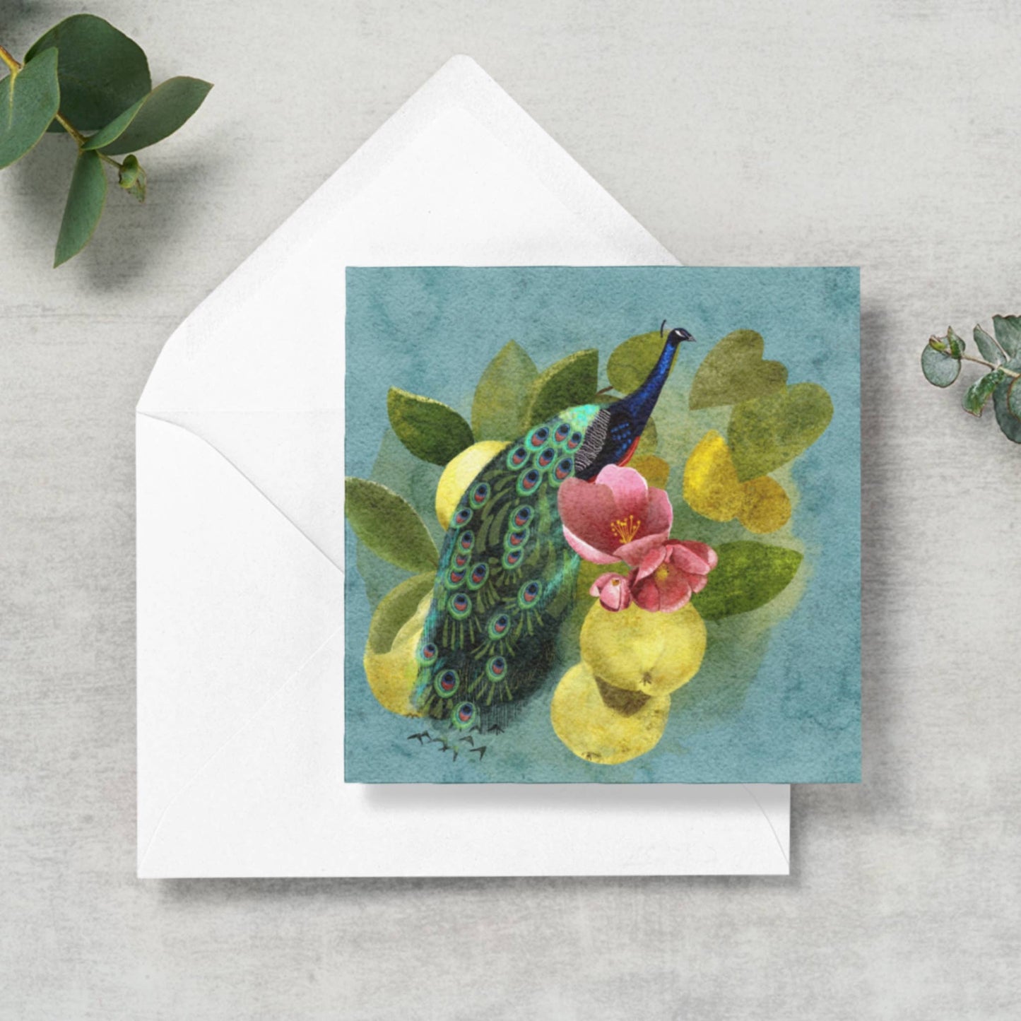 Peacock and quince