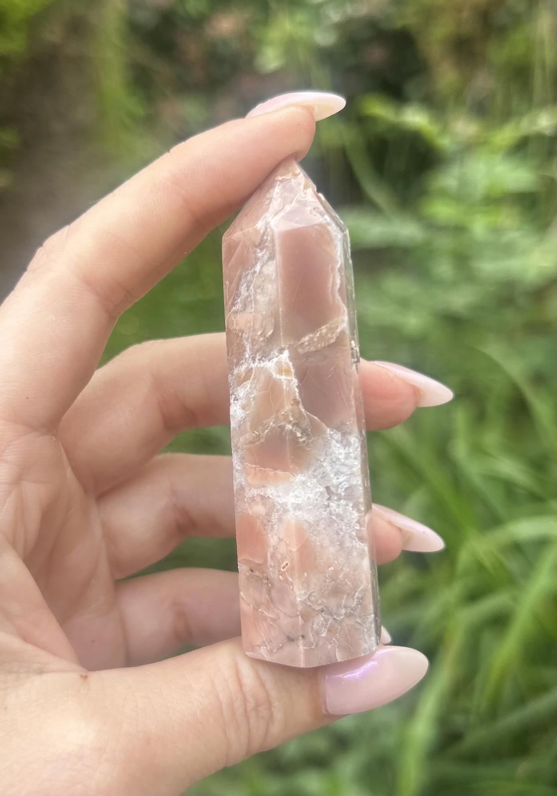 Pink Agate Druzy Quartz Tower