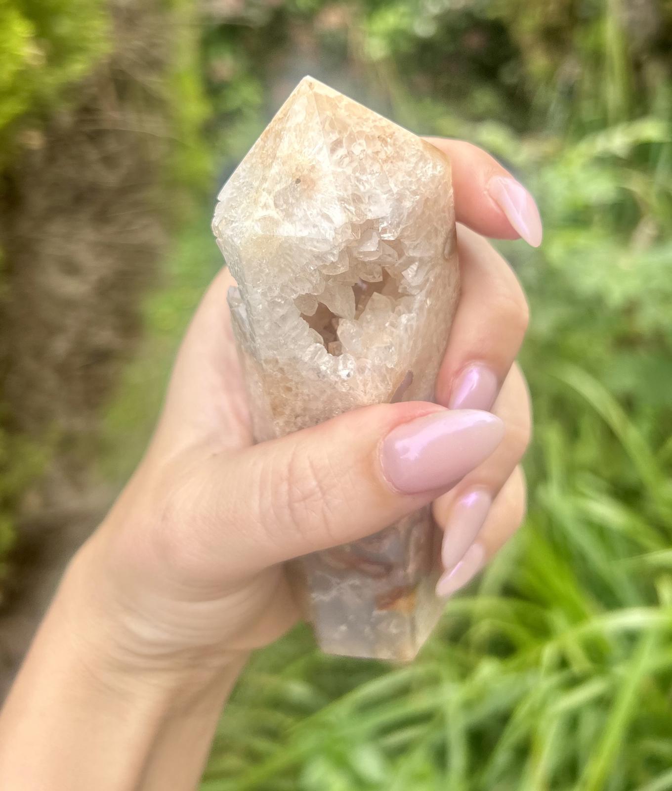 Red Moss Agate Druzy Chunky Large Crystal Tower