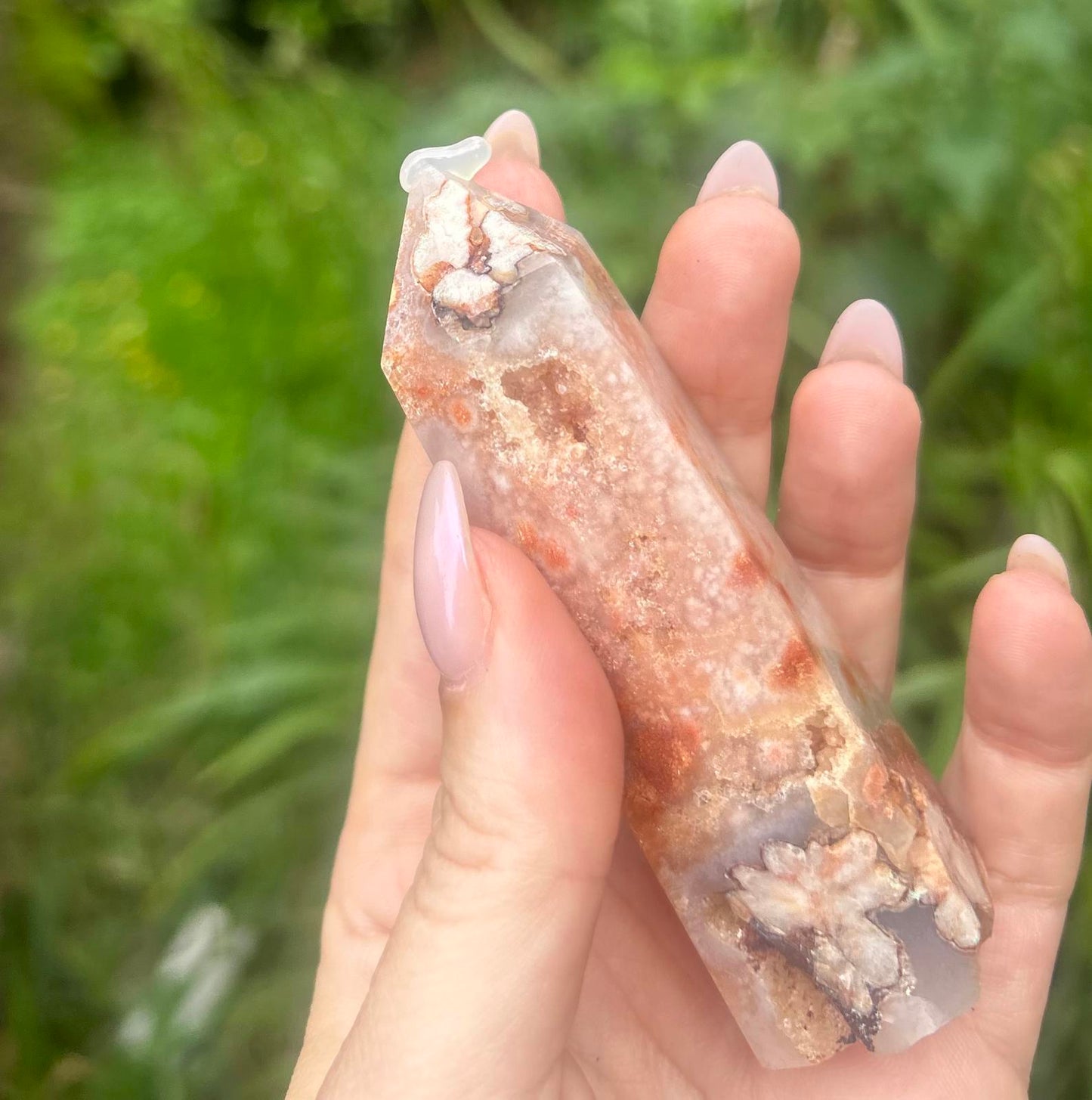 Pink Amethyst Flower Agate Druzy Crystal Tower