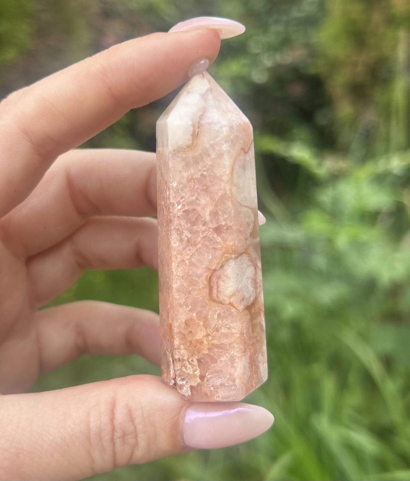 Pink Flower Druzy Amethyst Crystal Tower