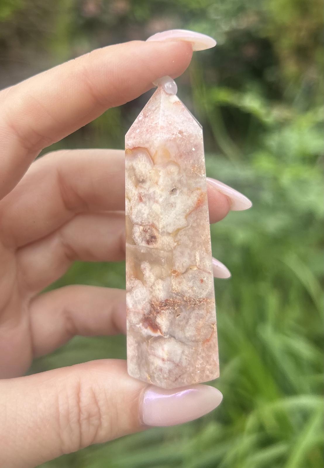 Pink Flower Druzy Amethyst Crystal Tower