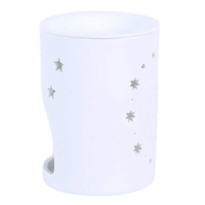 White Sun and Moon Cut Out Oil Burner and Wax Warmer
