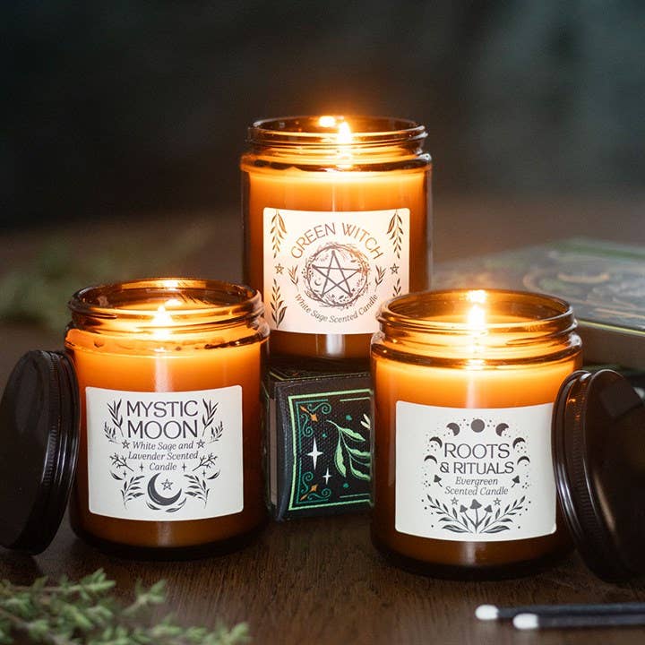 Mystic Moon Sage & Lavender Amber Glass Candle