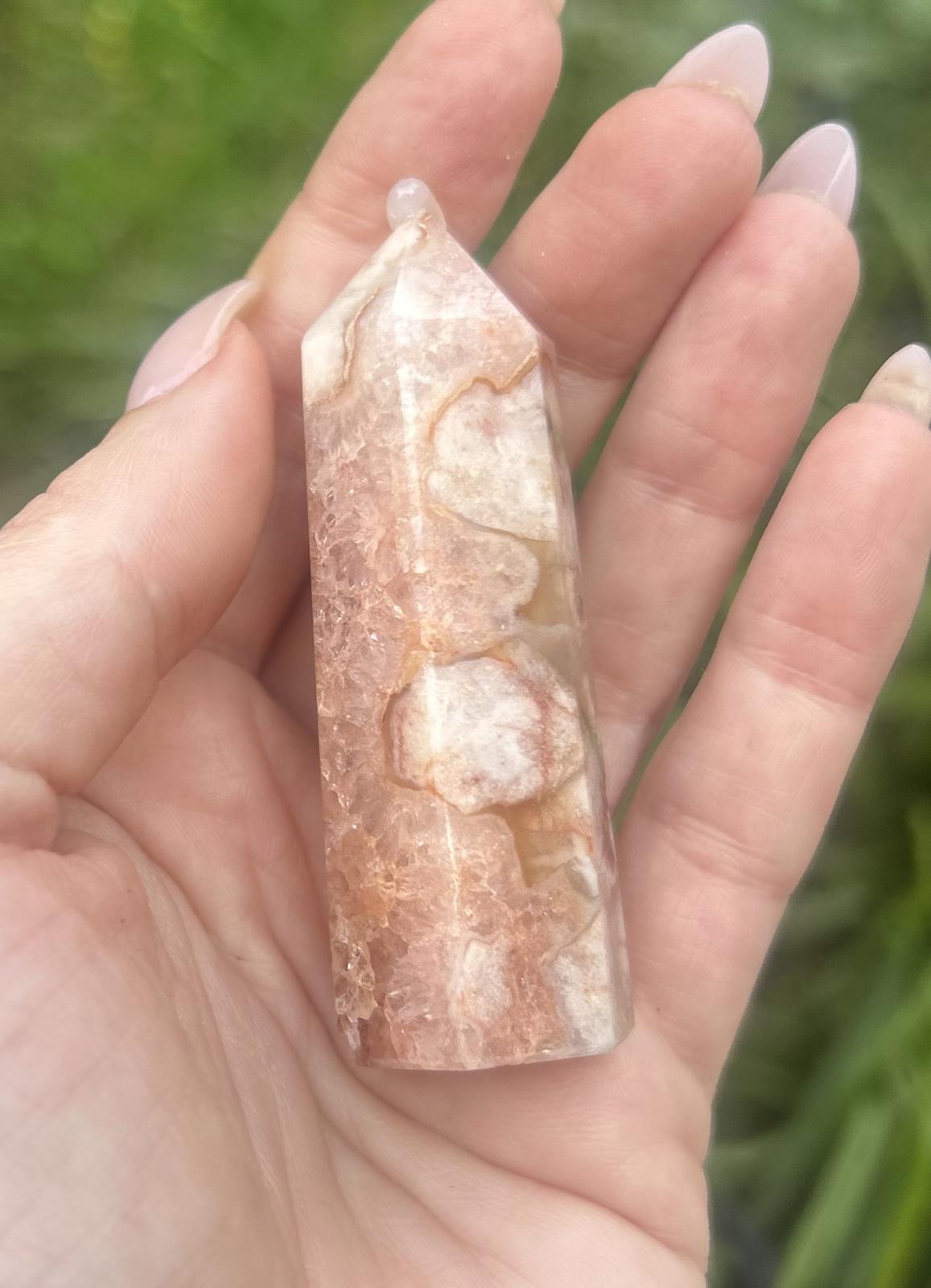 Pink Flower Druzy Amethyst Crystal Tower