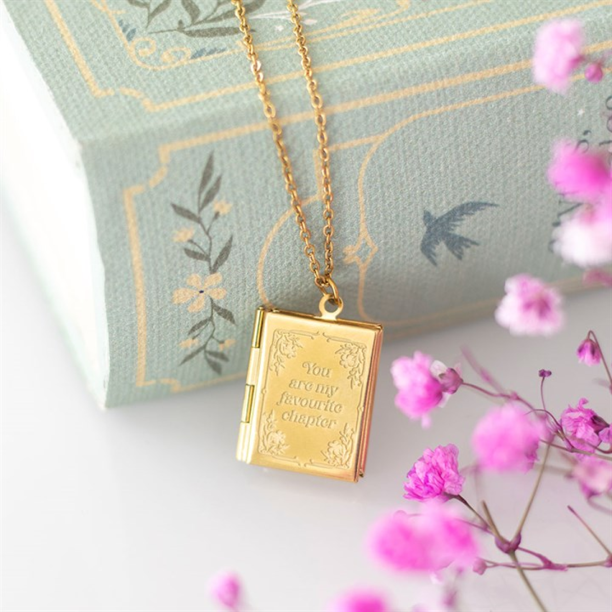 Book Shaped Locket Necklace in Gift Box